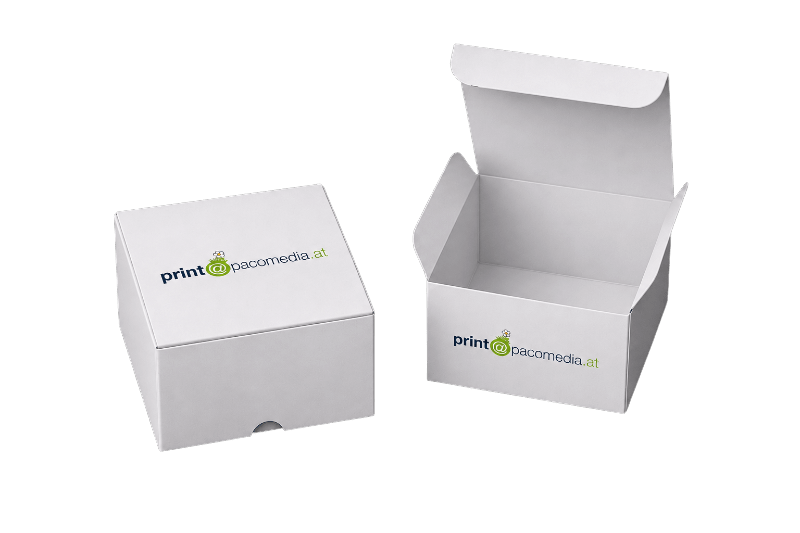Individuelle Verpackungen in Kleinauflage, hier am Beispiel Boxen und Schachteln mit Logo-Aufdruck